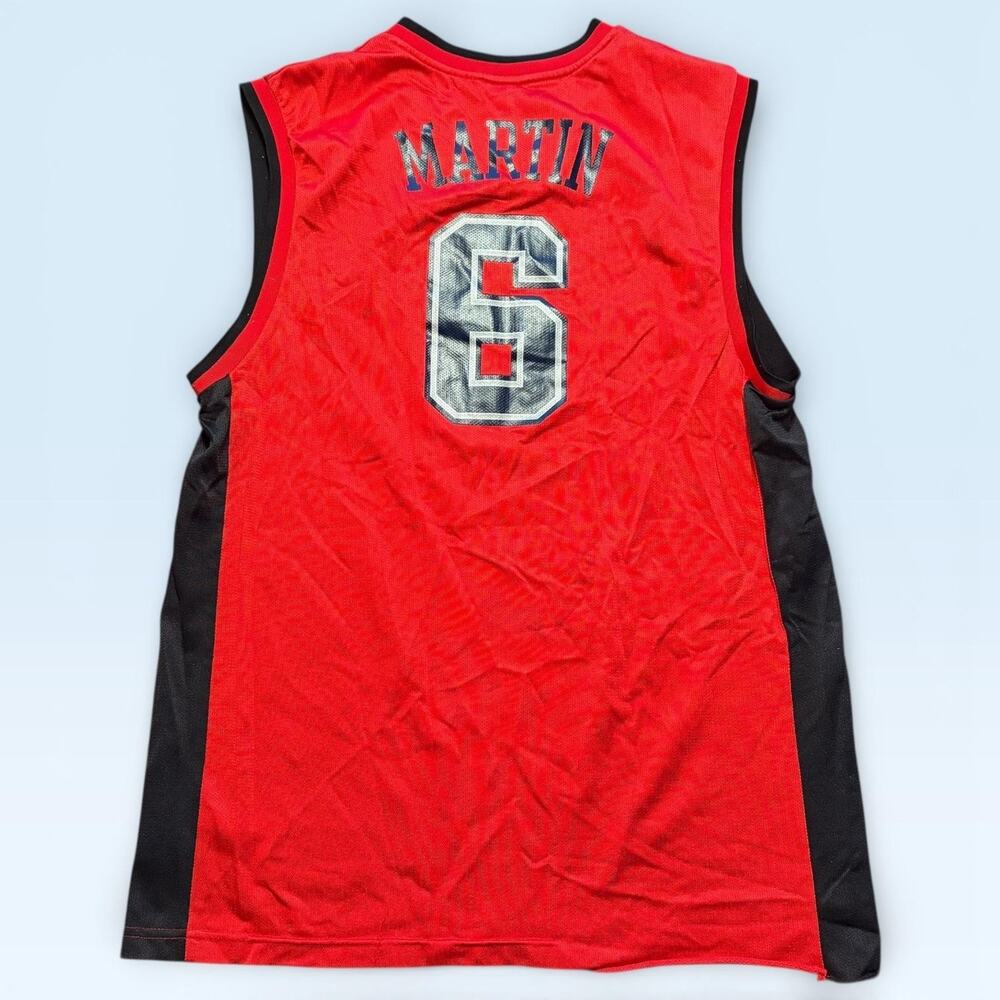 New Jersey Nets Jersey Mens Large Red NBA Basketball Reebok Kenyon Martin 6